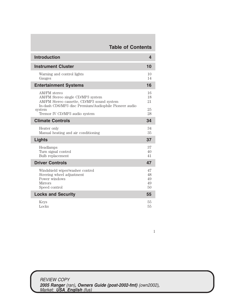 FORD 2005 Ranger v.1 User Manual | 256 pages