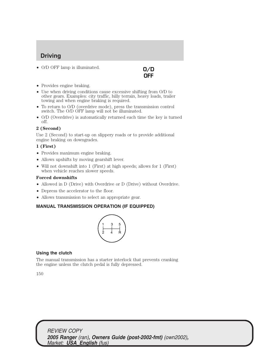 Driving | FORD 2005 Ranger v.1 User Manual | Page 150 / 256