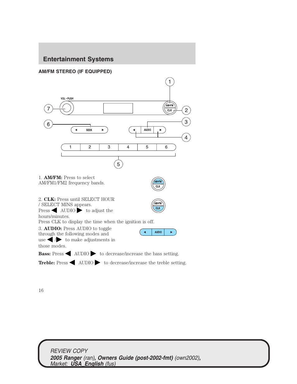 Entertainment systems | FORD 2005 Ranger v.1 User Manual | Page 16 / 256