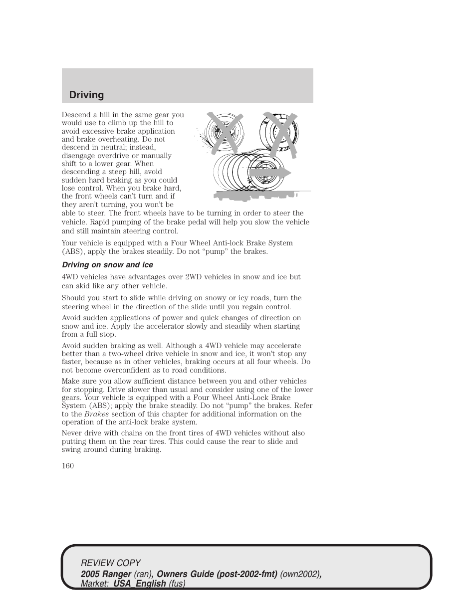 Driving | FORD 2005 Ranger v.1 User Manual | Page 160 / 256