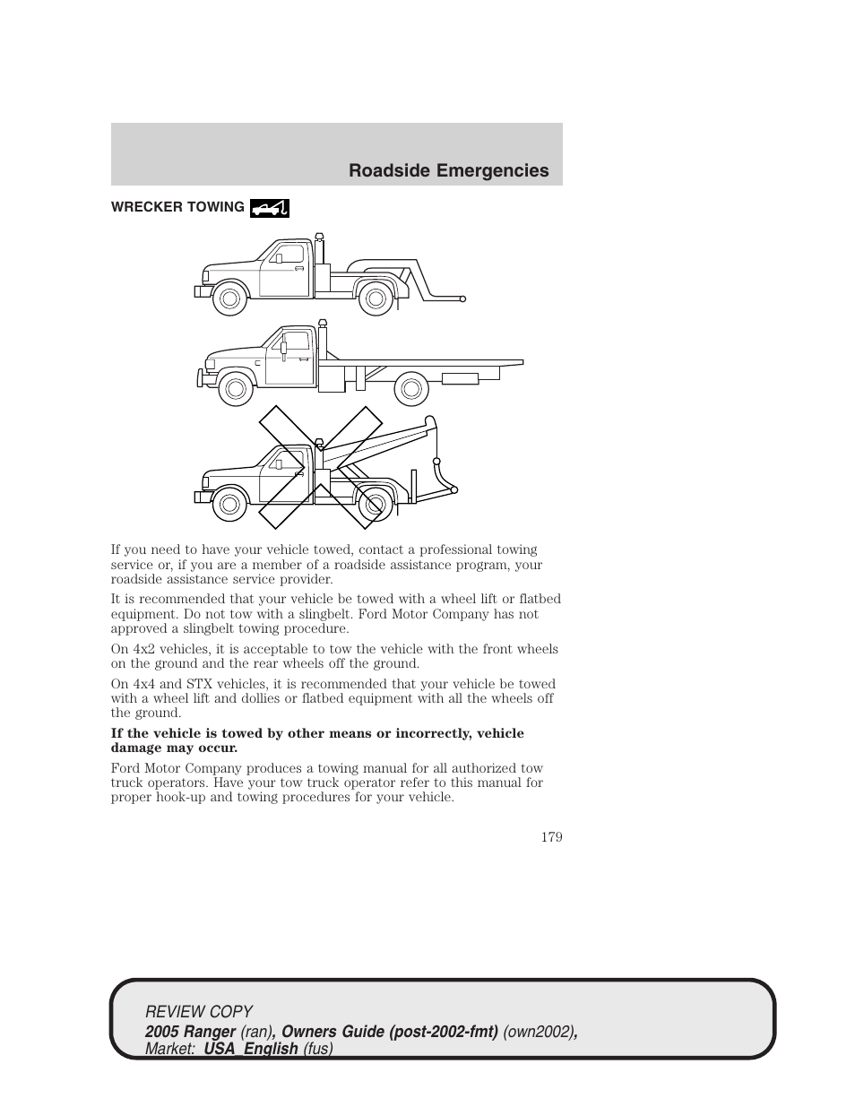 Roadside emergencies | FORD 2005 Ranger v.1 User Manual | Page 179 / 256