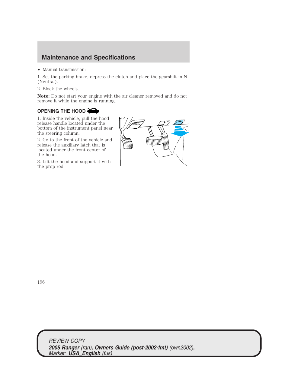 Maintenance and specifications | FORD 2005 Ranger v.1 User Manual | Page 196 / 256