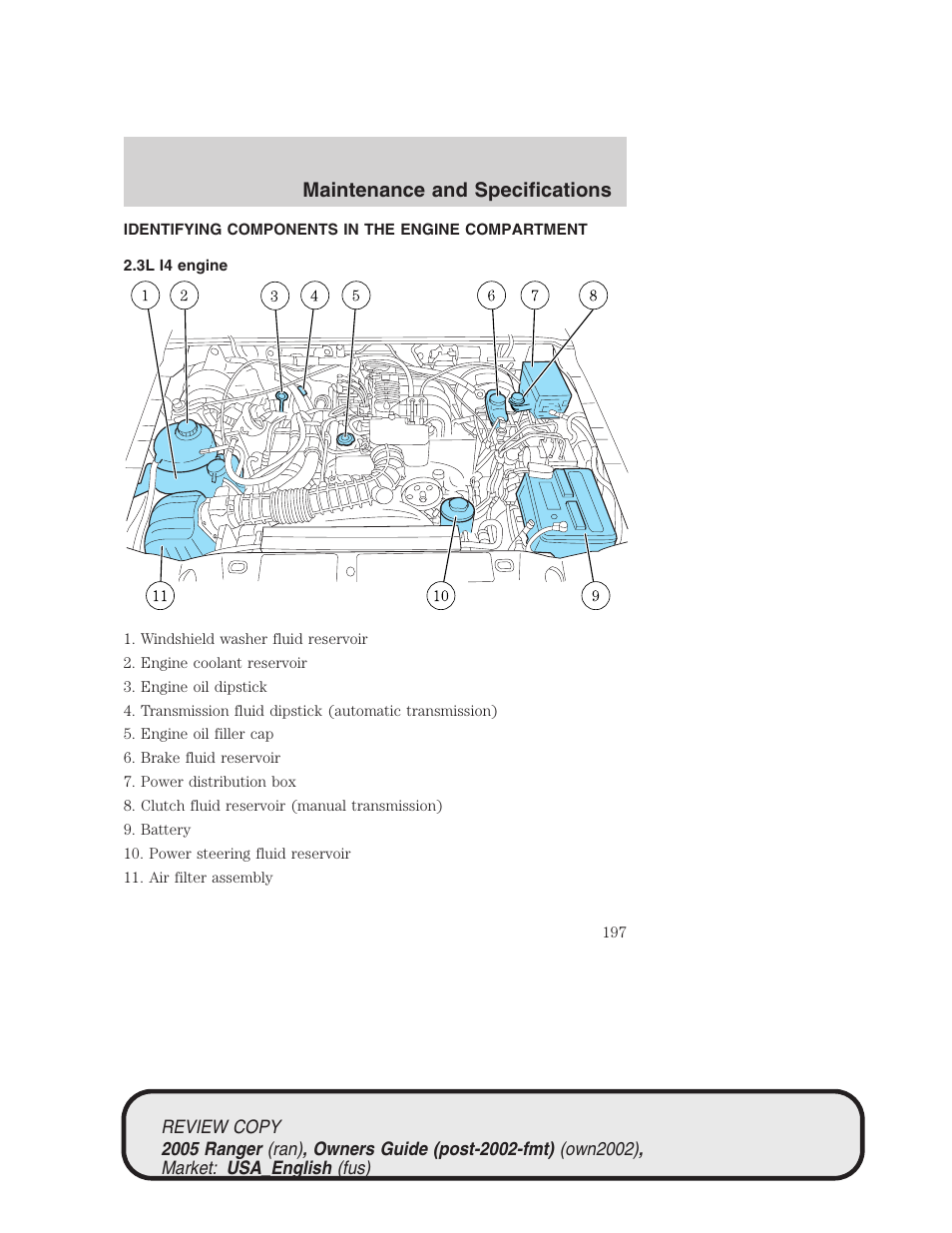 Maintenance and specifications | FORD 2005 Ranger v.1 User Manual | Page 197 / 256