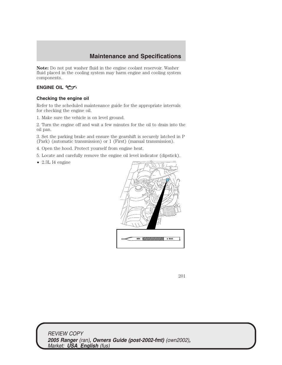 Maintenance and specifications | FORD 2005 Ranger v.1 User Manual | Page 201 / 256