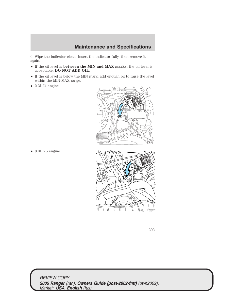 Maintenance and specifications | FORD 2005 Ranger v.1 User Manual | Page 203 / 256