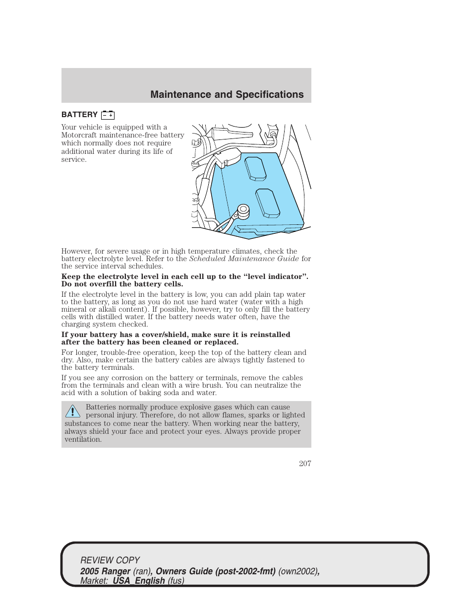 Maintenance and specifications | FORD 2005 Ranger v.1 User Manual | Page 207 / 256