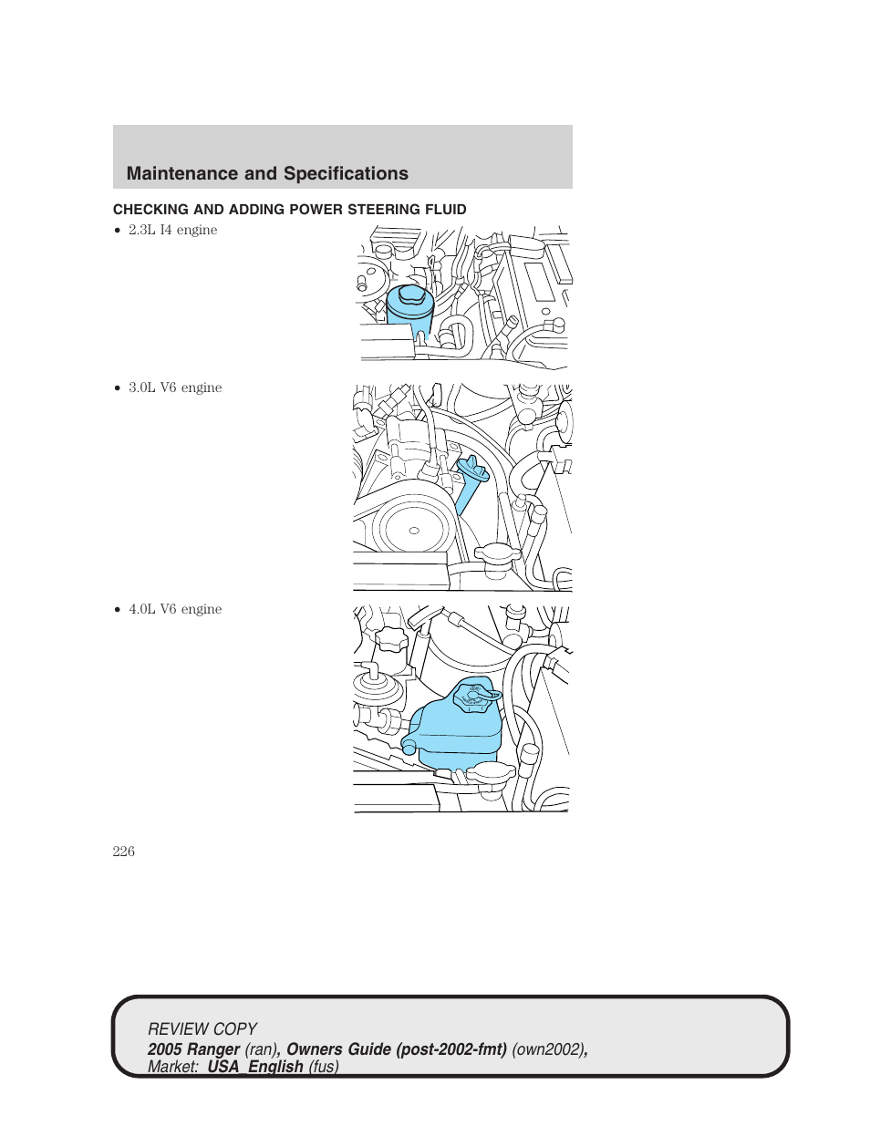 Maintenance and specifications | FORD 2005 Ranger v.1 User Manual | Page 226 / 256