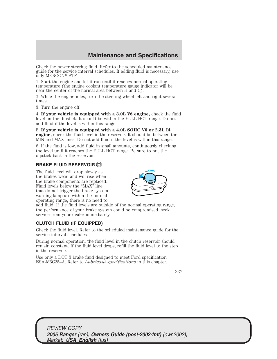 Maintenance and specifications | FORD 2005 Ranger v.1 User Manual | Page 227 / 256