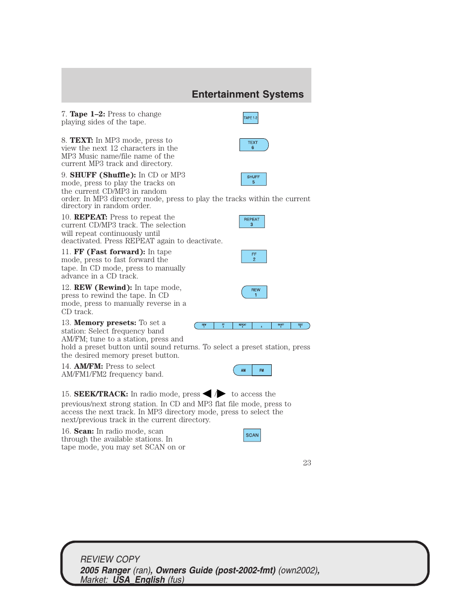 Entertainment systems | FORD 2005 Ranger v.1 User Manual | Page 23 / 256