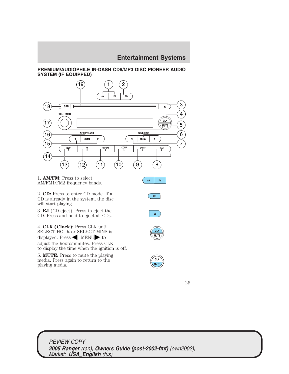 Entertainment systems | FORD 2005 Ranger v.1 User Manual | Page 25 / 256