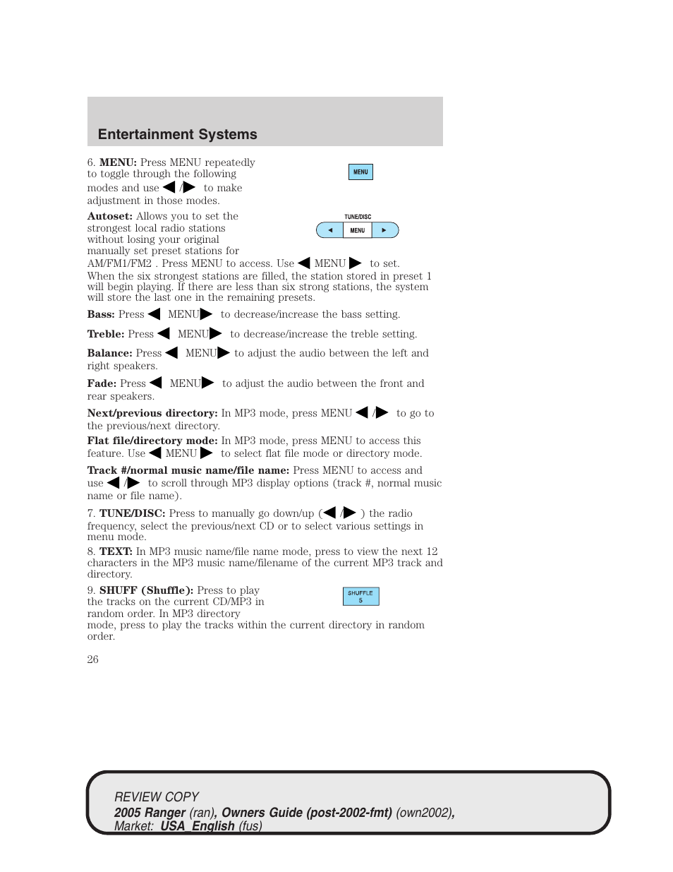 Entertainment systems | FORD 2005 Ranger v.1 User Manual | Page 26 / 256