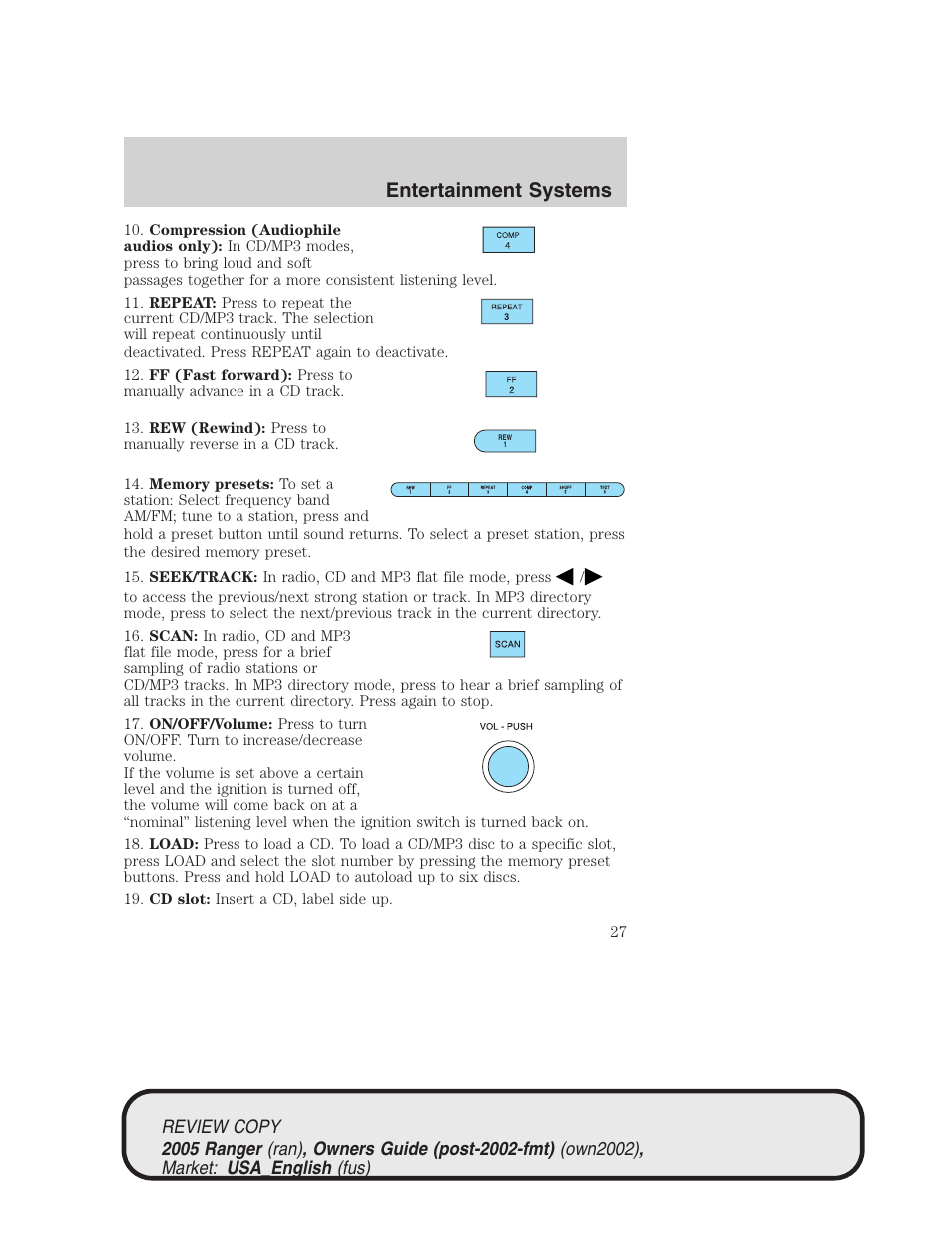 Entertainment systems | FORD 2005 Ranger v.1 User Manual | Page 27 / 256