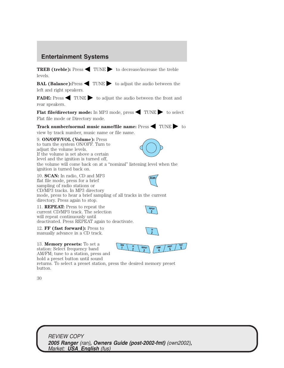 Entertainment systems | FORD 2005 Ranger v.1 User Manual | Page 30 / 256