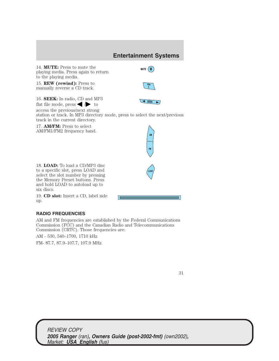 Entertainment systems | FORD 2005 Ranger v.1 User Manual | Page 31 / 256