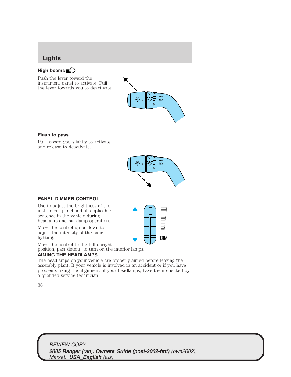Lights | FORD 2005 Ranger v.1 User Manual | Page 38 / 256