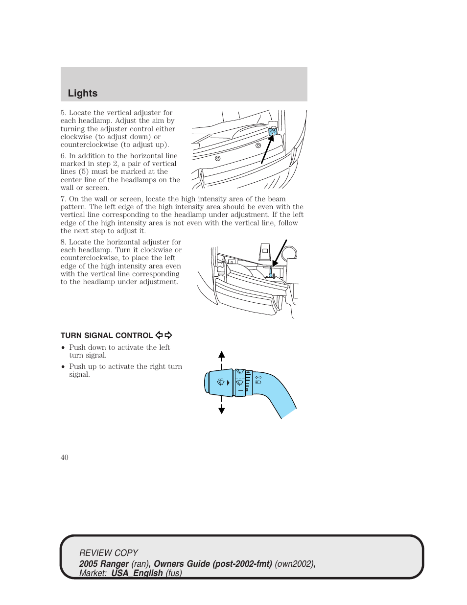 Lights | FORD 2005 Ranger v.1 User Manual | Page 40 / 256