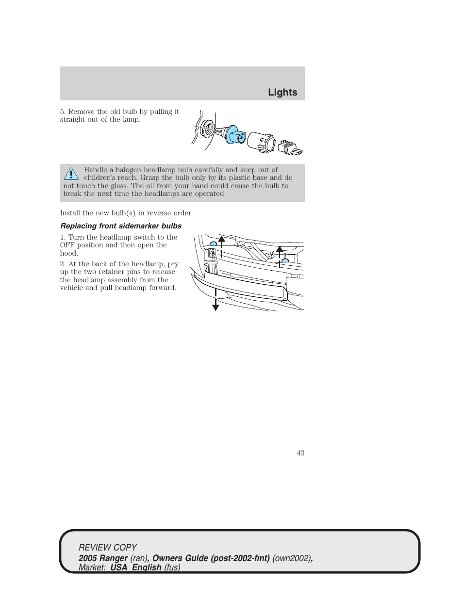 Lights | FORD 2005 Ranger v.1 User Manual | Page 43 / 256