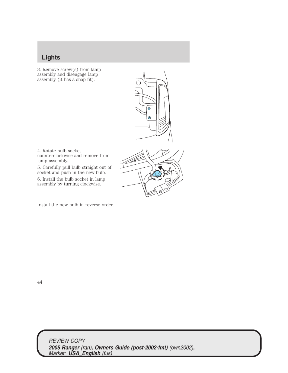 Lights | FORD 2005 Ranger v.1 User Manual | Page 44 / 256