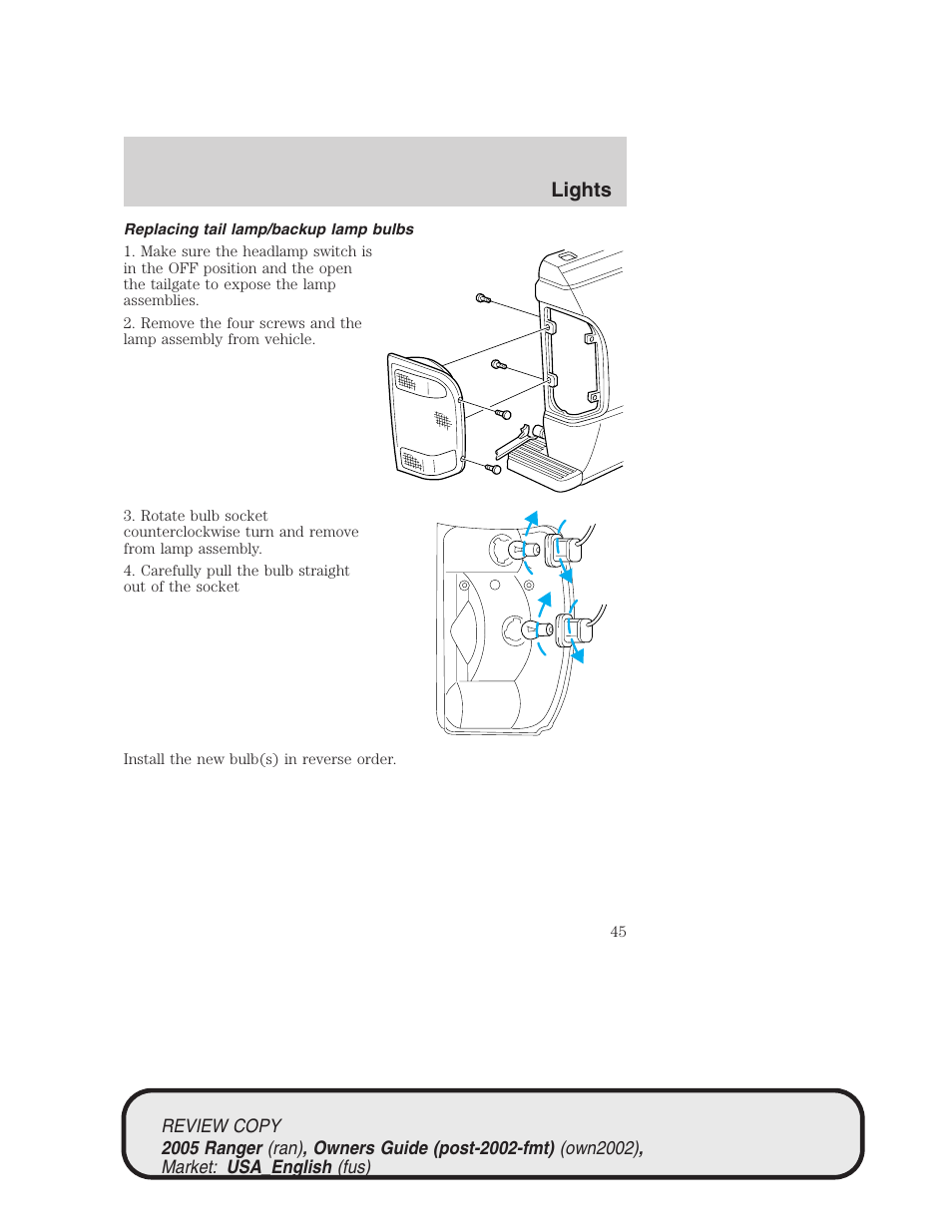 Lights | FORD 2005 Ranger v.1 User Manual | Page 45 / 256