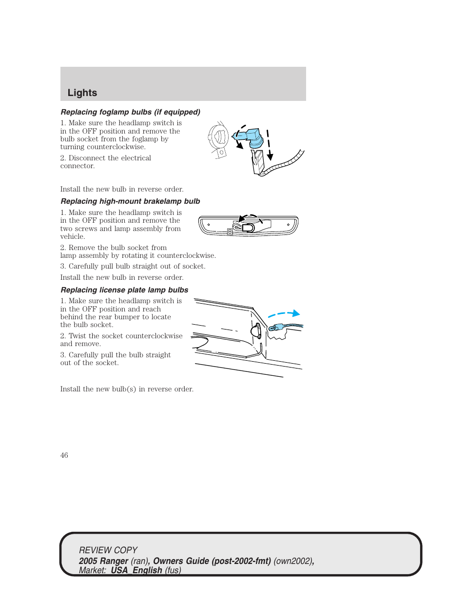 Lights | FORD 2005 Ranger v.1 User Manual | Page 46 / 256