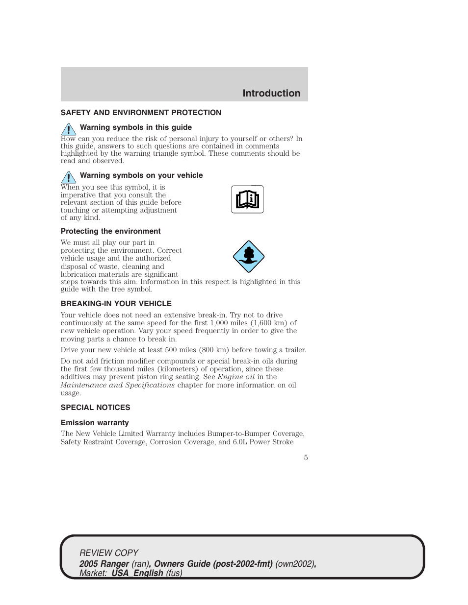 Introduction | FORD 2005 Ranger v.1 User Manual | Page 5 / 256