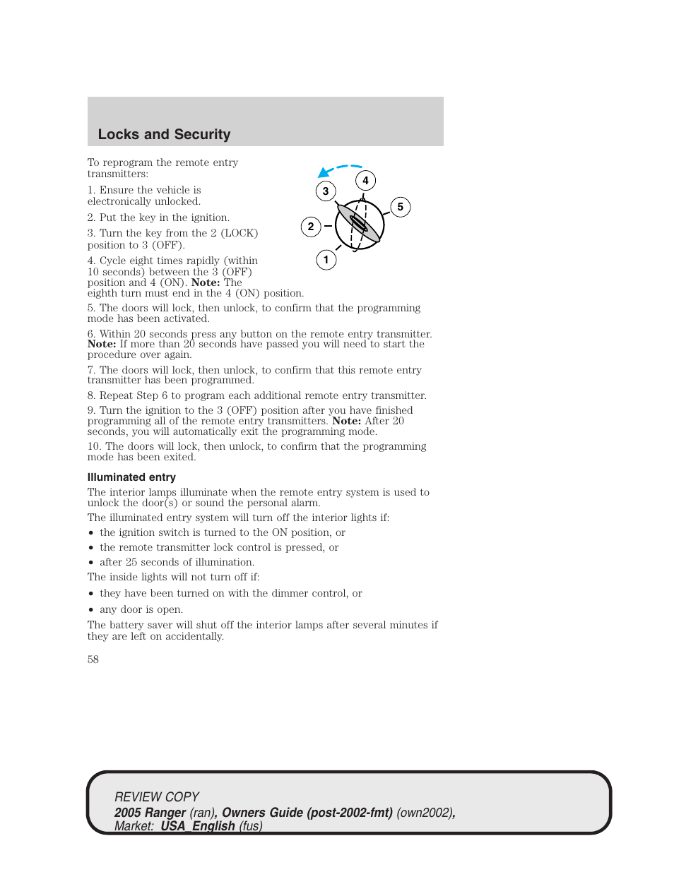 Locks and security | FORD 2005 Ranger v.1 User Manual | Page 58 / 256