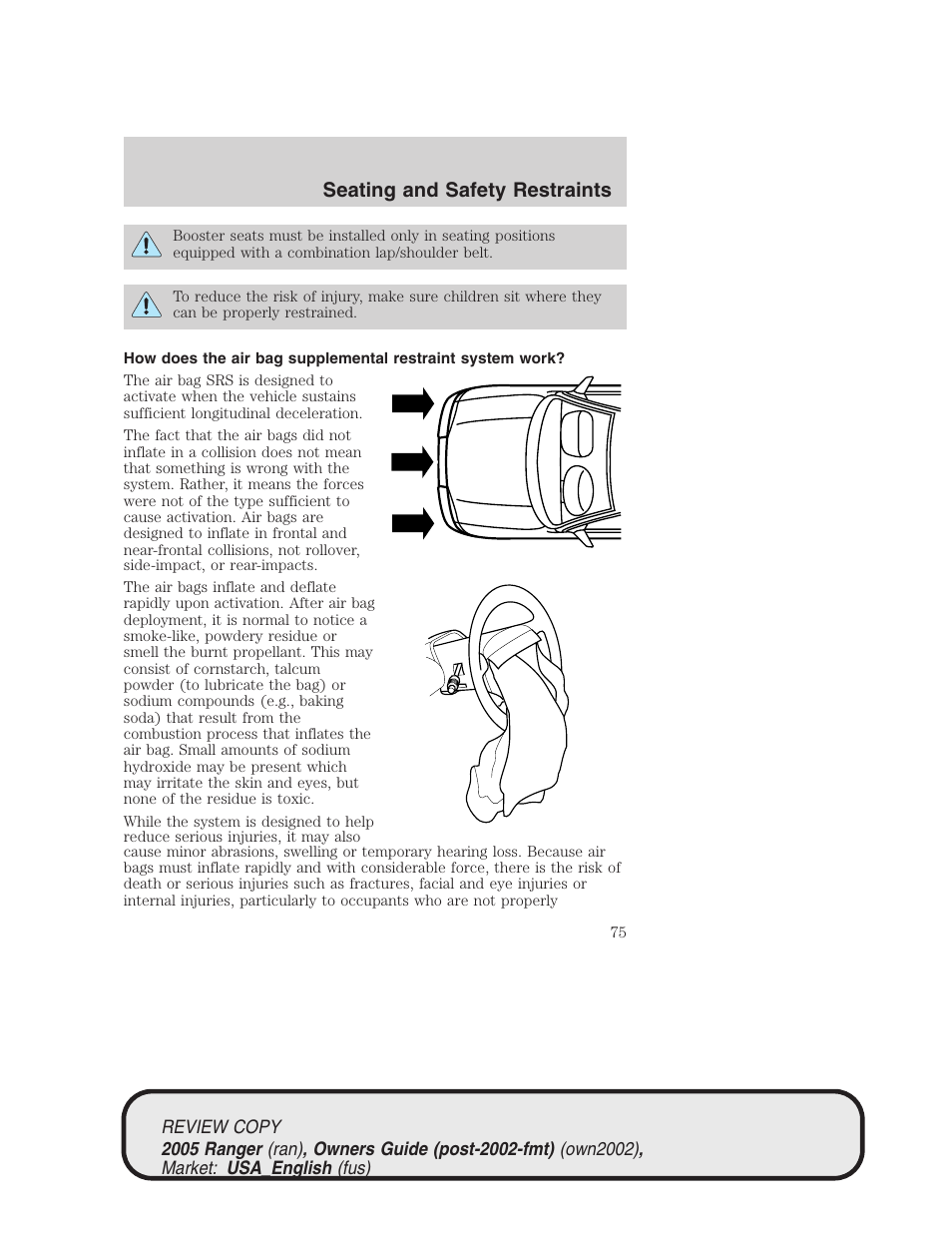 Seating and safety restraints | FORD 2005 Ranger v.1 User Manual | Page 75 / 256