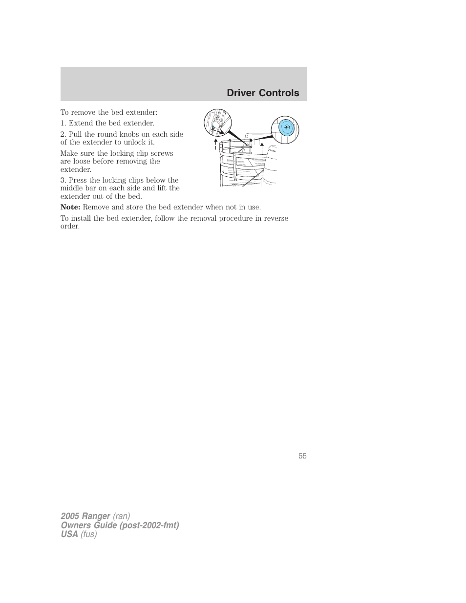 Driver controls | FORD 2005 Ranger v.2 User Manual | Page 55 / 256
