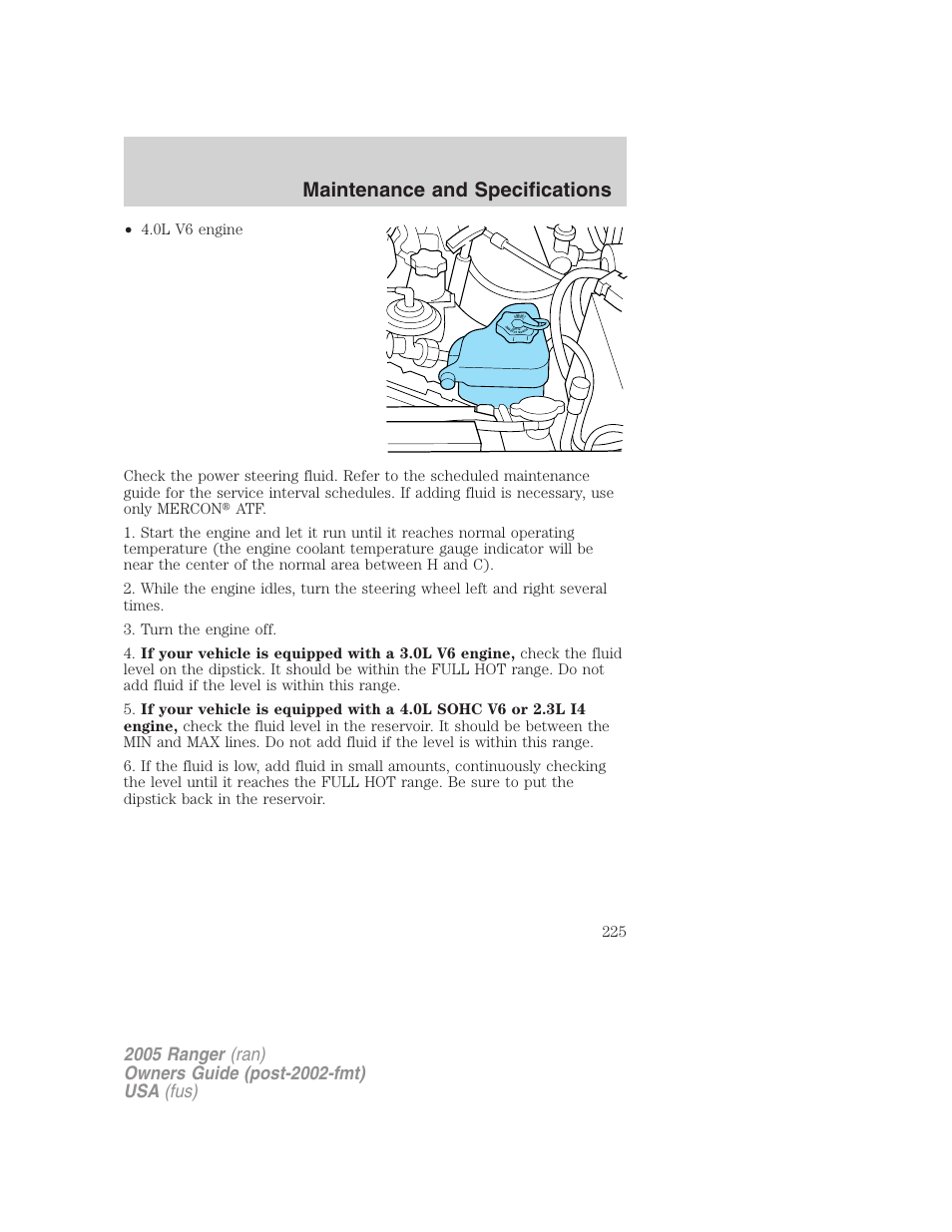 Maintenance and specifications | FORD 2005 Ranger v.3 User Manual | Page 225 / 256
