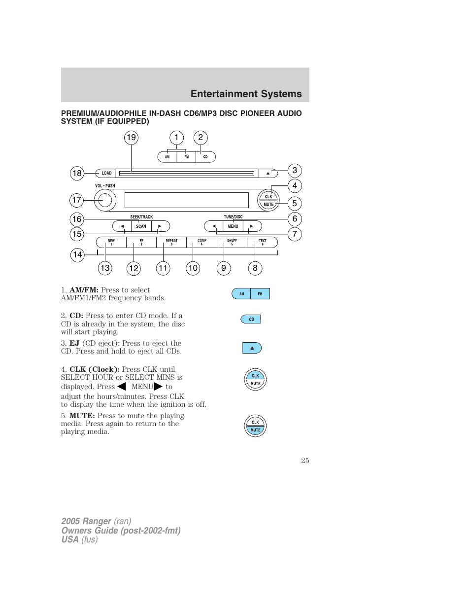 System, Entertainment systems | FORD 2005 Ranger v.3 User Manual | Page 25 / 256
