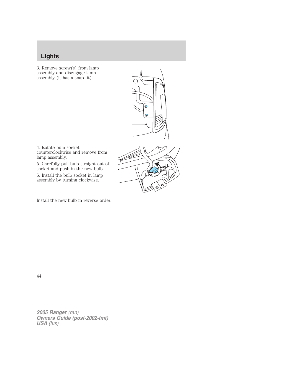 Lights | FORD 2005 Ranger v.3 User Manual | Page 44 / 256