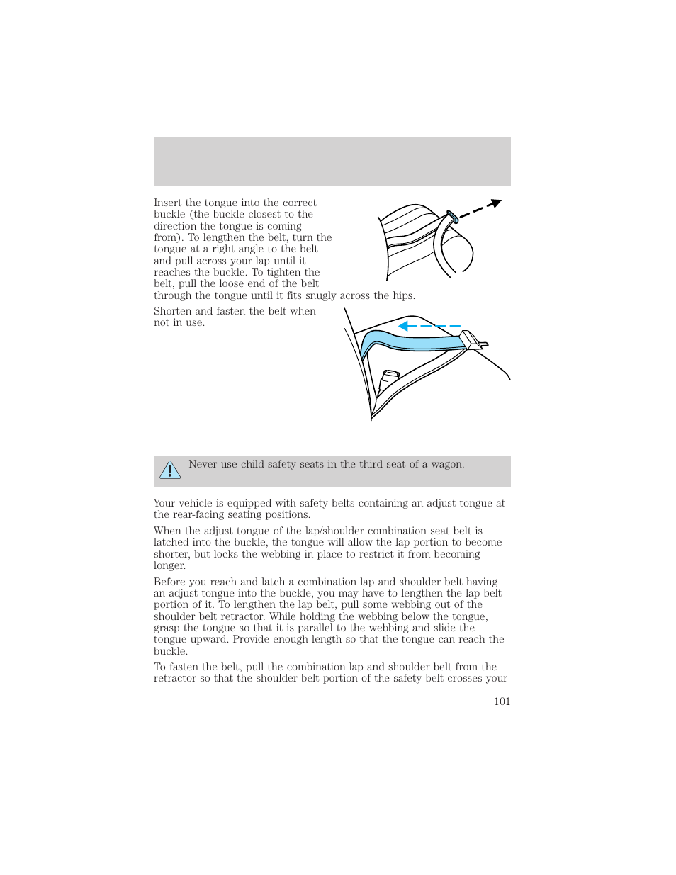 Seating and safety restraints | FORD 2005 Taurus v.1 User Manual | Page 101 / 248