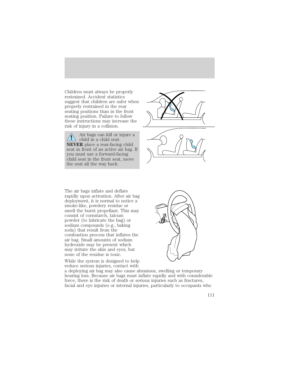 Seating and safety restraints | FORD 2005 Taurus v.1 User Manual | Page 111 / 248