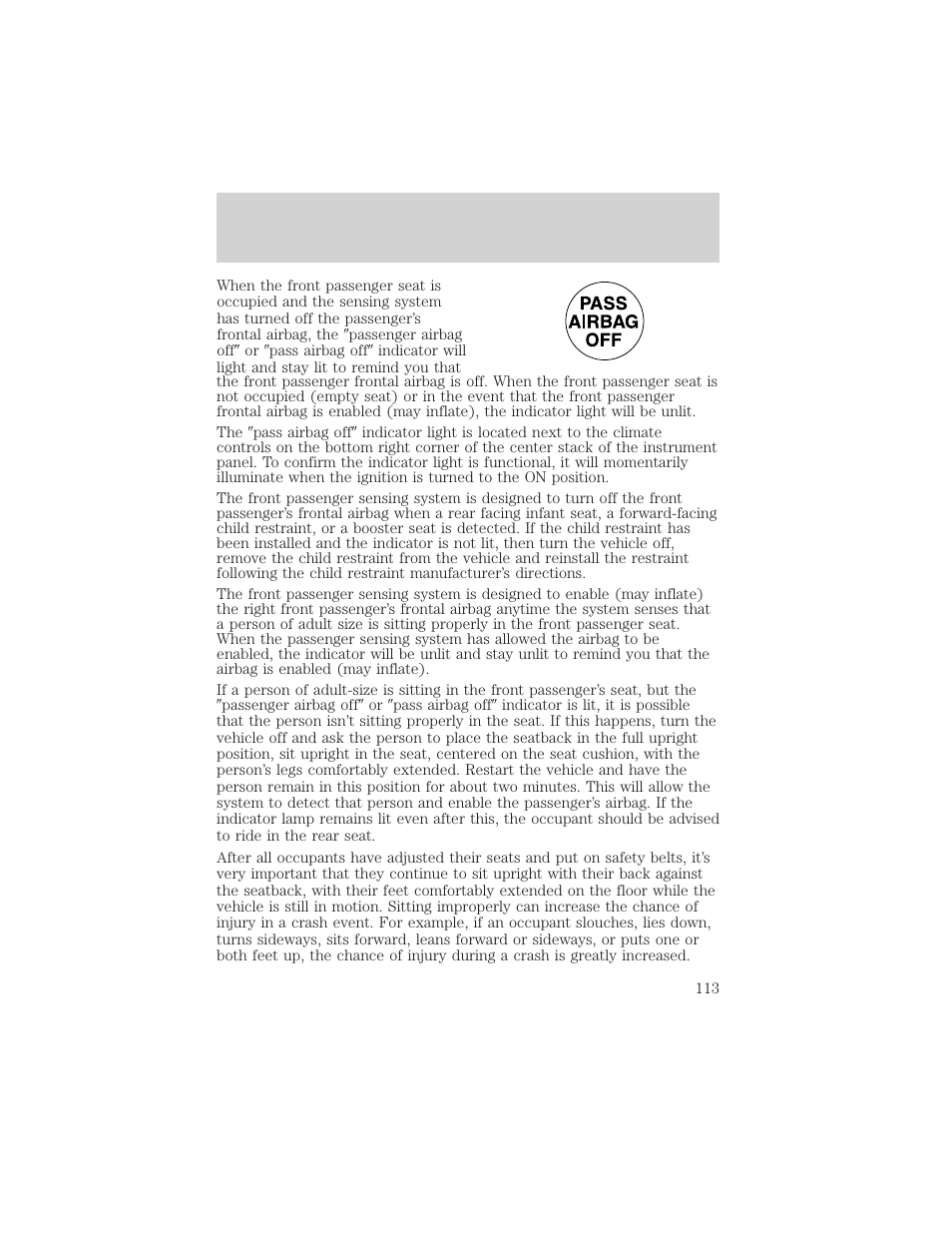 Seating and safety restraints | FORD 2005 Taurus v.1 User Manual | Page 113 / 248