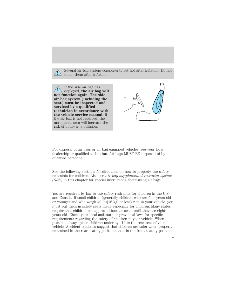 Seating and safety restraints | FORD 2005 Taurus v.1 User Manual | Page 117 / 248