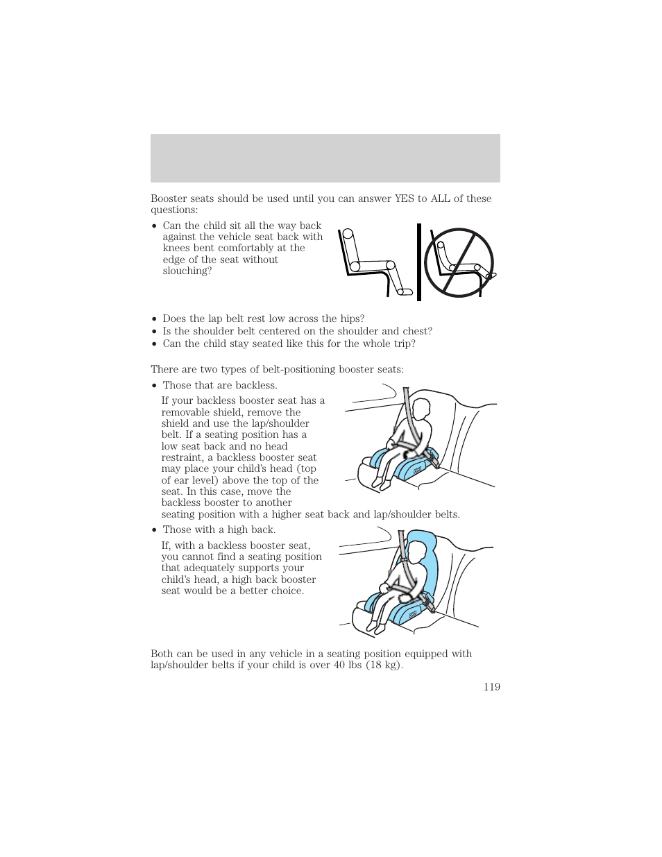 Seating and safety restraints | FORD 2005 Taurus v.1 User Manual | Page 119 / 248