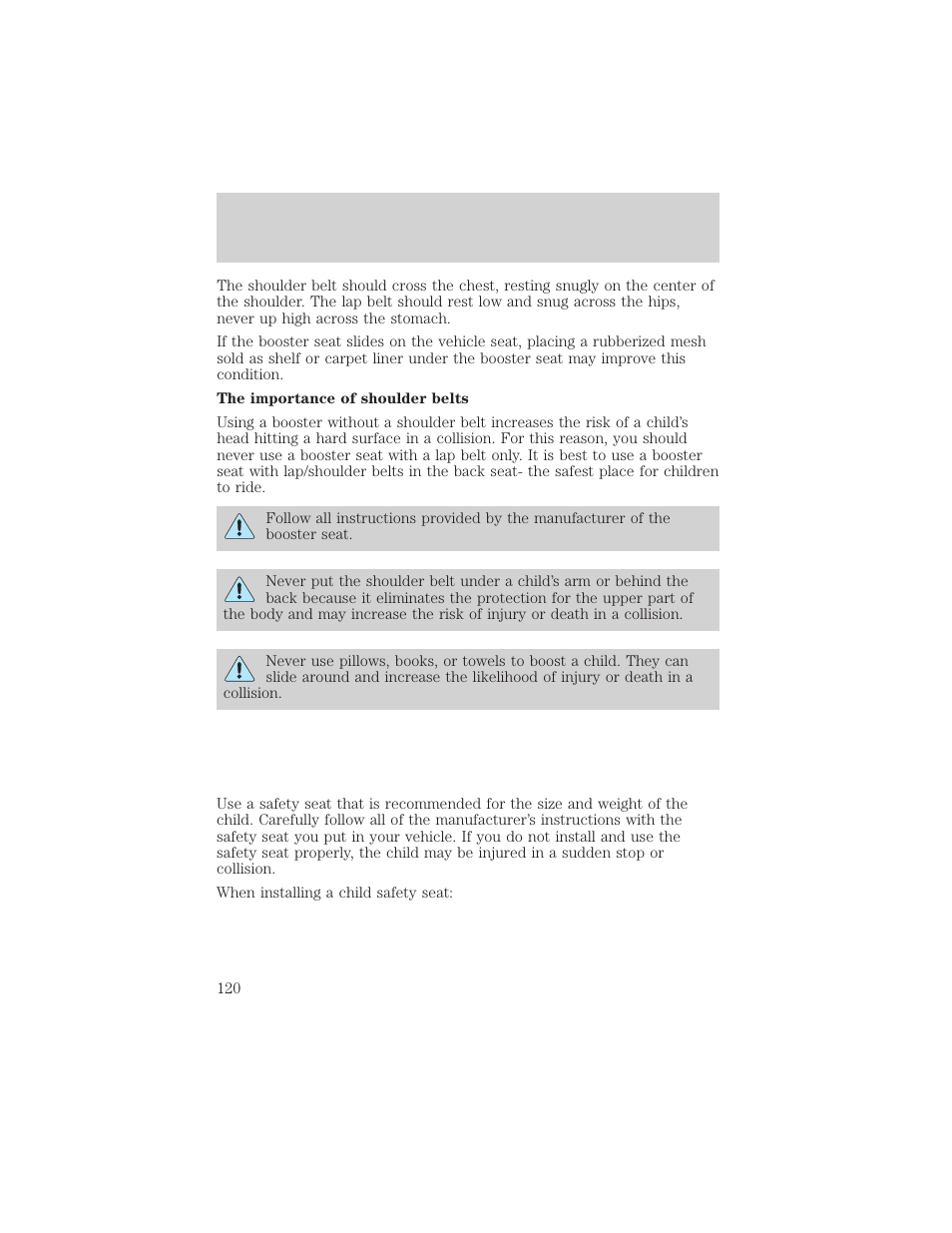 Seating and safety restraints | FORD 2005 Taurus v.1 User Manual | Page 120 / 248