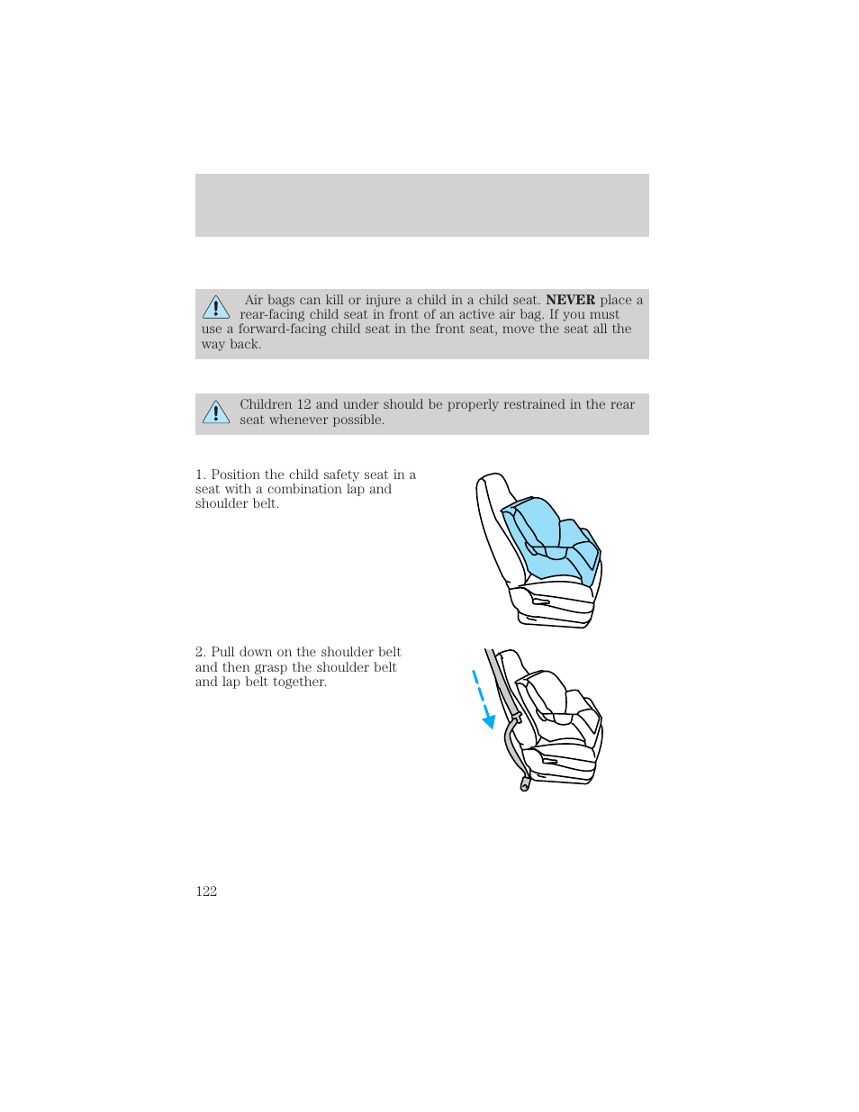 Seating and safety restraints | FORD 2005 Taurus v.1 User Manual | Page 122 / 248