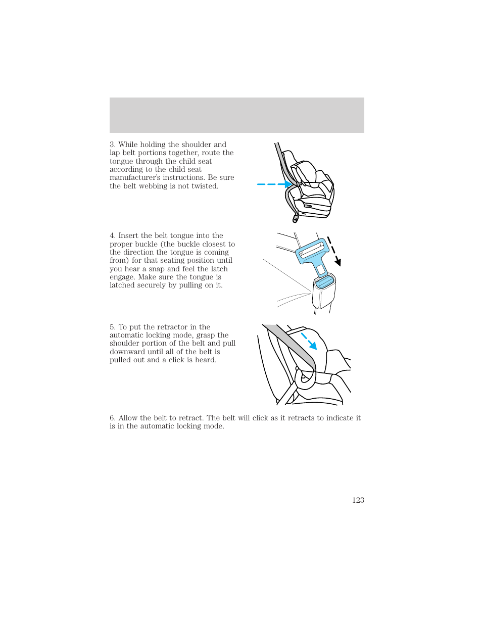 Seating and safety restraints | FORD 2005 Taurus v.1 User Manual | Page 123 / 248