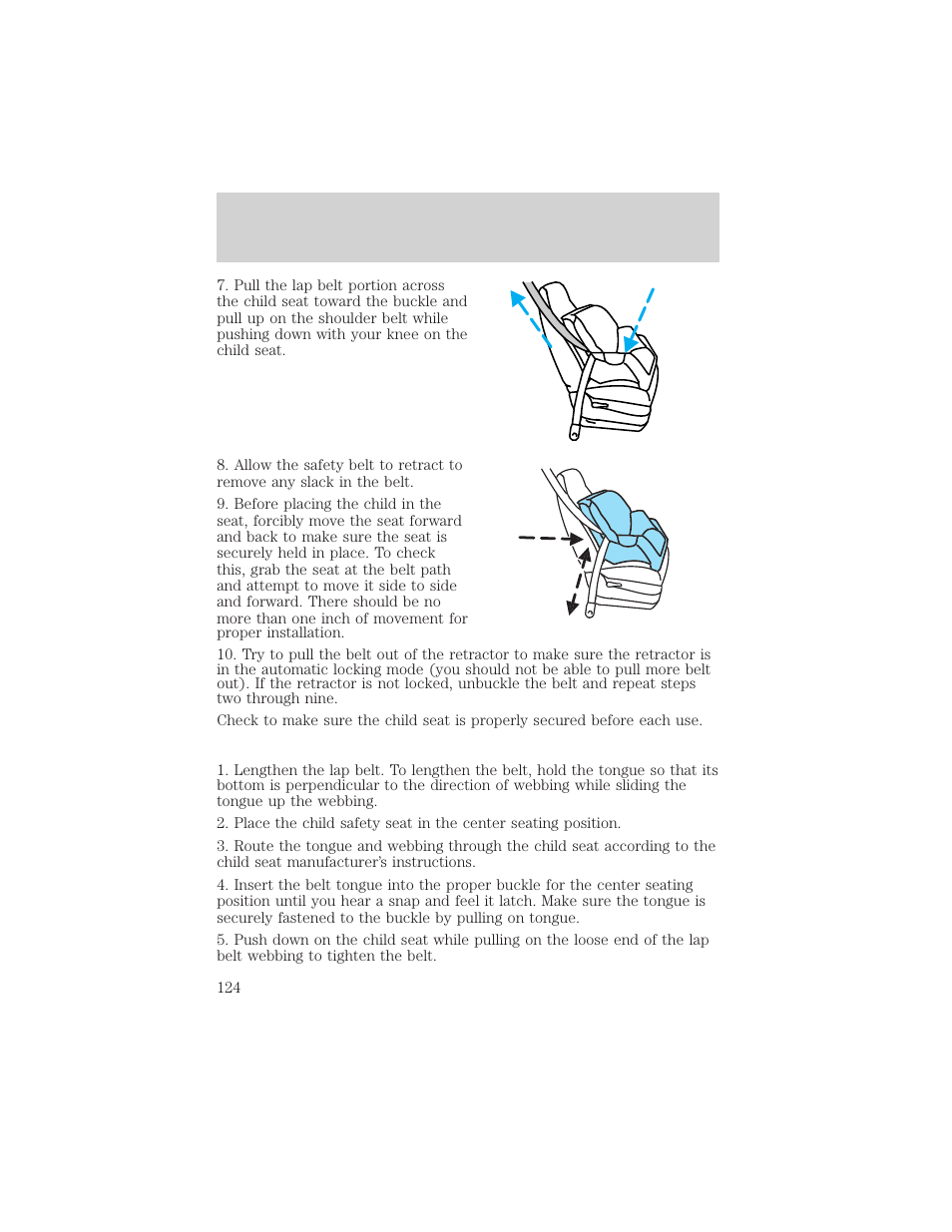 Seating and safety restraints | FORD 2005 Taurus v.1 User Manual | Page 124 / 248