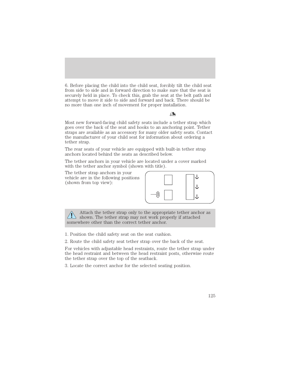 Seating and safety restraints | FORD 2005 Taurus v.1 User Manual | Page 125 / 248