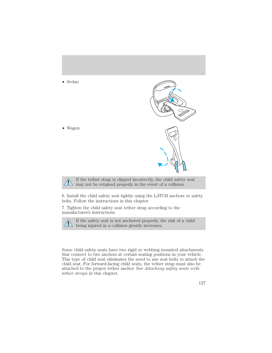 Seating and safety restraints | FORD 2005 Taurus v.1 User Manual | Page 127 / 248