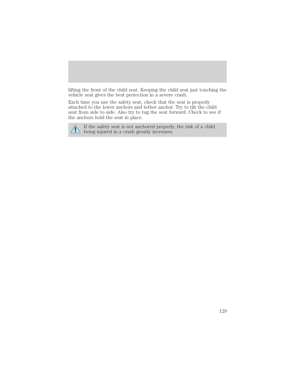 Seating and safety restraints | FORD 2005 Taurus v.1 User Manual | Page 129 / 248