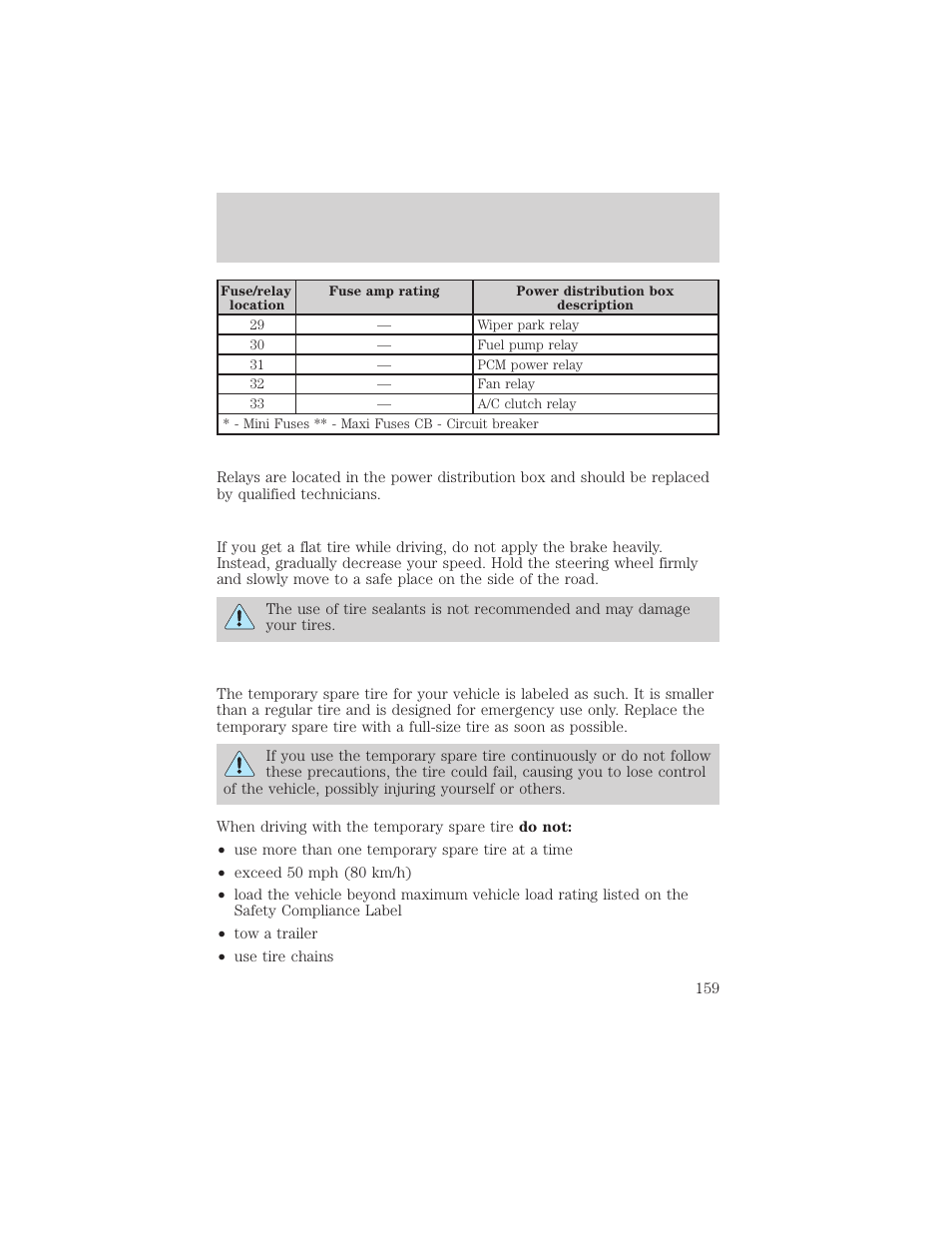 Roadside emergencies | FORD 2005 Taurus v.1 User Manual | Page 159 / 248