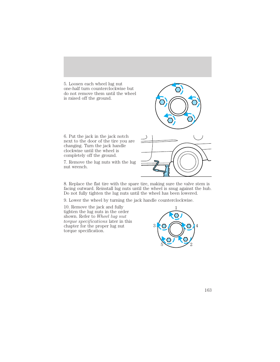 Roadside emergencies | FORD 2005 Taurus v.1 User Manual | Page 163 / 248