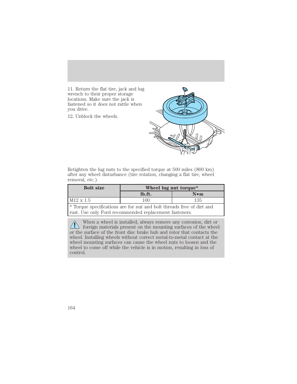 Roadside emergencies | FORD 2005 Taurus v.1 User Manual | Page 164 / 248