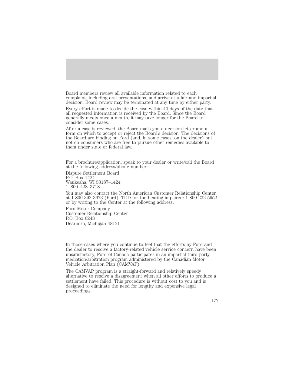 Customer assistance | FORD 2005 Taurus v.1 User Manual | Page 177 / 248