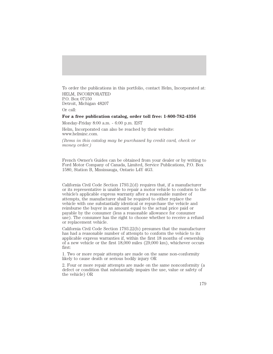 Customer assistance | FORD 2005 Taurus v.1 User Manual | Page 179 / 248