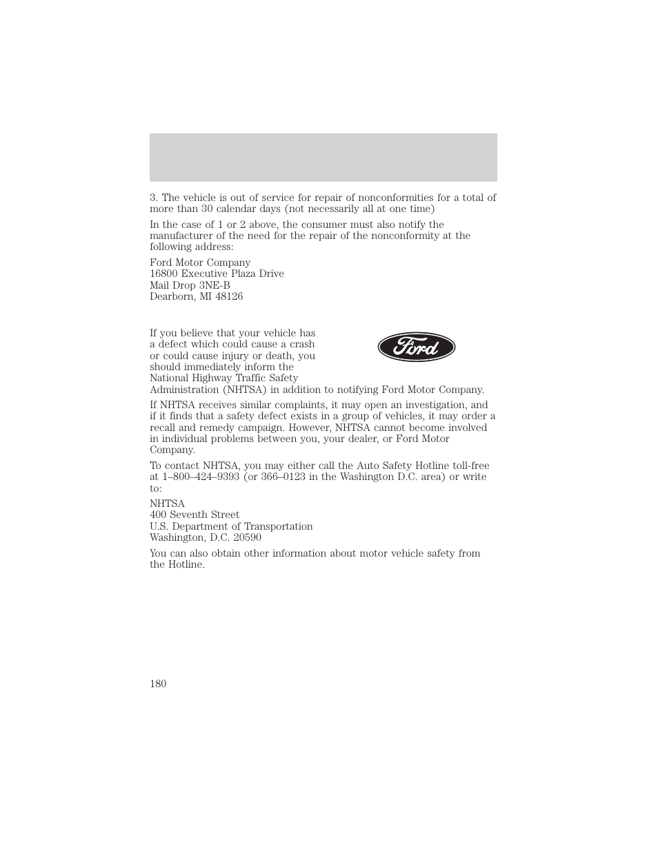 Customer assistance | FORD 2005 Taurus v.1 User Manual | Page 180 / 248