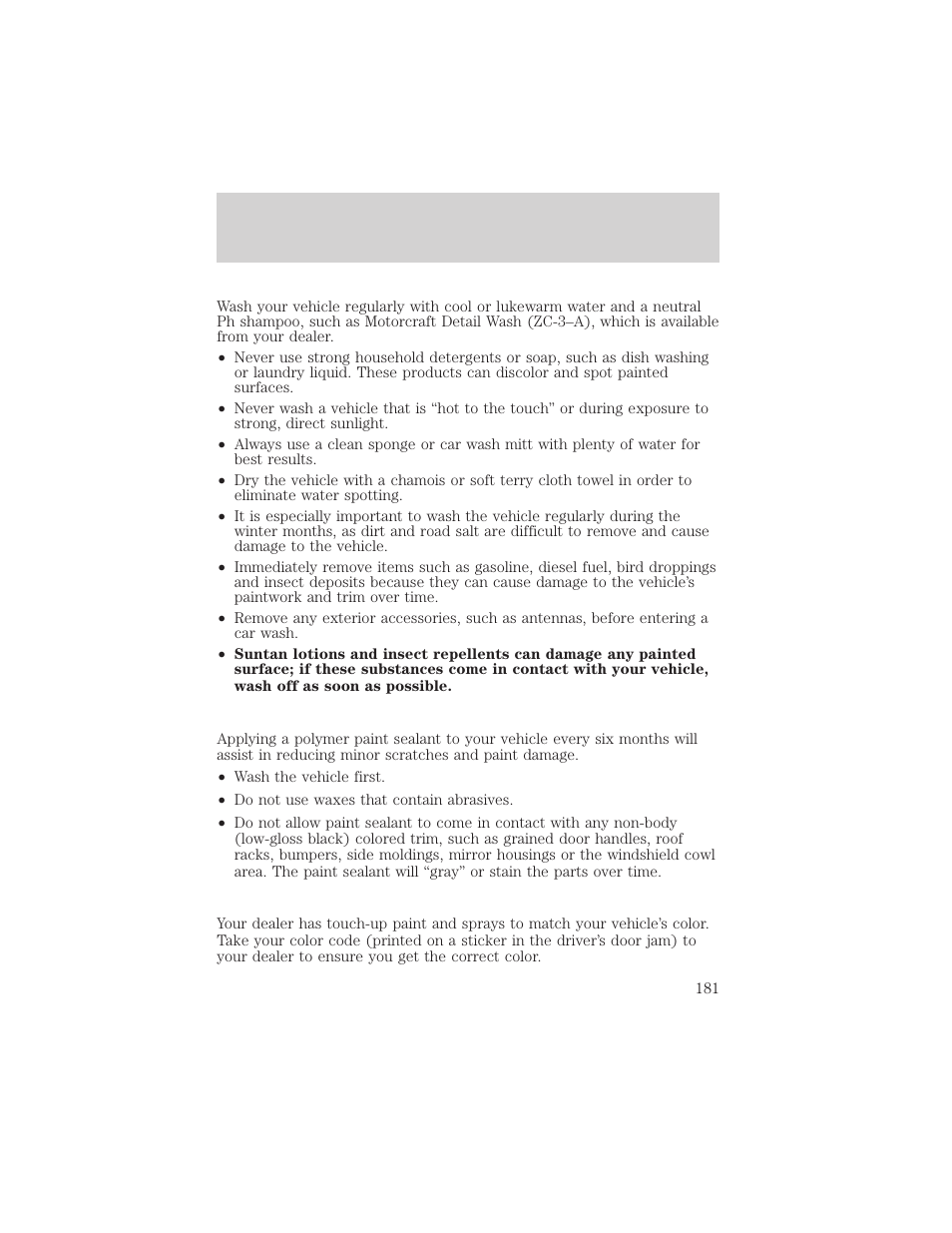 Cleaning | FORD 2005 Taurus v.1 User Manual | Page 181 / 248